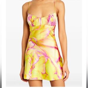 Retrofete Eden silk dress yellow peony size S